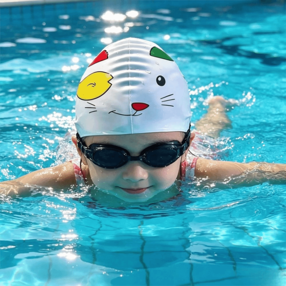 Swim Hat Silicone - Elastische Badekappe Wasserdichte Silikon-Badekappe Vergrößerte Komfortable