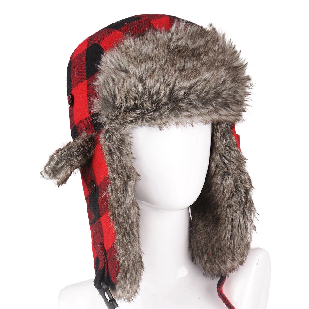 Winter Trapper Hat - Chola Flannels Winter-Trapper-Mütze, Büffelkaro, warm, winddicht,